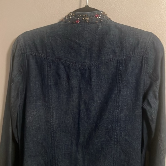 Susan graver blue jeans shirt with stones design hard to find size Xs denim - Picture 9 of 10